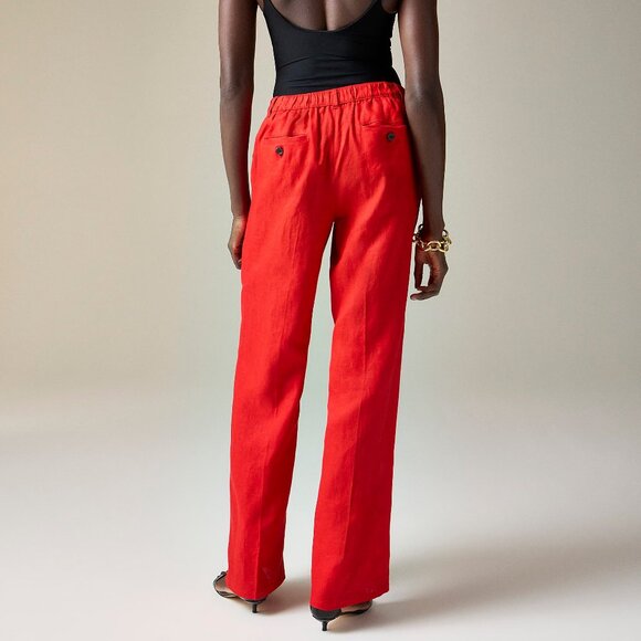 NWT J Crew Factory Harbor Pant in Linen in Red Arroyo XS - Picture 2 of 2